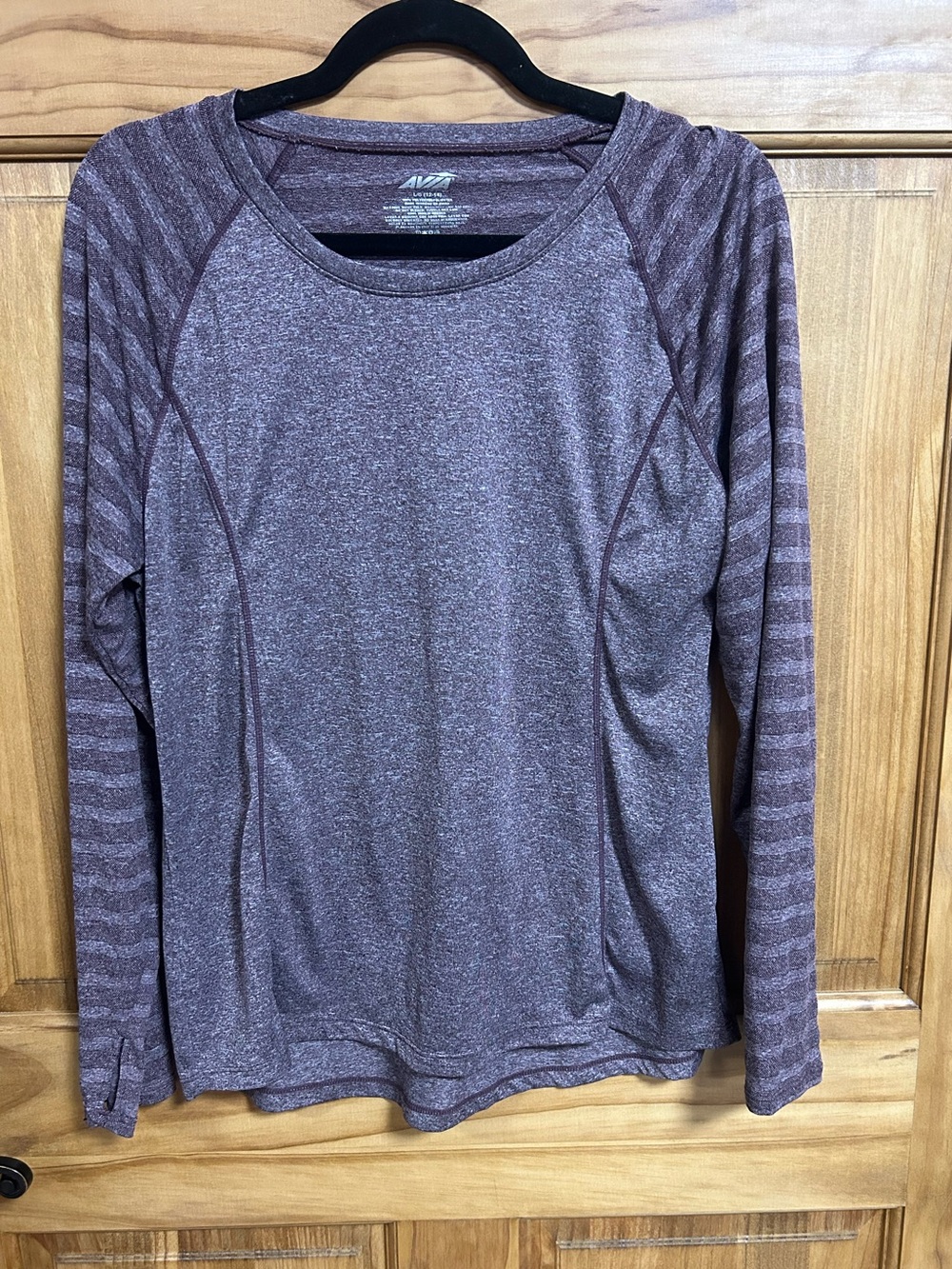 Avia Long Sleeve Heathered Taupe Active Tee